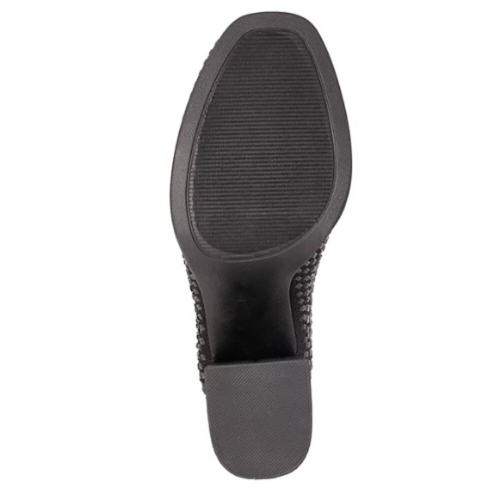 MIA Shoes Piana Block-Heel Rhinestone Knit Booties in Black NEW Size 6.5 - Picture 5 of 8